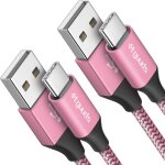 C�ble usb c [1m, lot de 2], rose usb c vers usb cable 3a charge rapide nylon chargeur type c cable pour ...