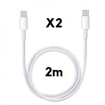 Cable usb - c usb - c 2m pour macbook / macbook air / macbook pro / imac / mac mini [lot 2] phonillico ...