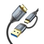 Cble usb c pour disque dur de 1, 2 m, 5 gbit / s usb a / c vers micro b, cble usb 3. 0 compatible avec ...