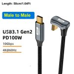 Cble usb c a c en forme de u pd 100w 5a usb 3. 2 type c rallonge de donnes 4k @ 60hz 10gbps cordon ...