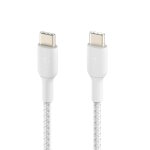 C�ble usb - c vers usb - c 18w power delivery nylon tress� 1m belkin blanc
