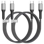Cable usb c vers usb c 1m / lot de 2, 60w cble usb c charge rapide cable iphone 16 15 nylon cable chargeur ...