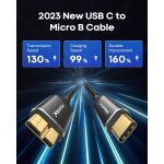 C�ble usb c vers micro b 2m, usb 3. 1 10 gbit / s micro b vers usb c pour disque dur externe, seagae, ...