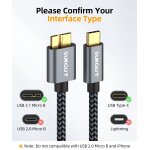 C�ble usb c vers micro b, 2m usb 3. 1 10gbps cable disque dur externe usb c compatible avec toshiba, ...