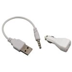 Cable usb data + chargeur voiture allume cigare blanc pour apple ipod shuffle 2
