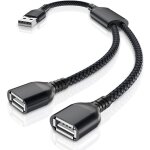 Cble usb rpartiteur 1m, type a mle vers 2 femelle rallonge nylon splitter multiprise y cordon double ...