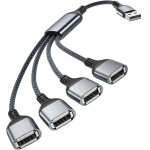 C�ble usb r�partiteur 4 ports 0. 3m, 4 en 1 type a m�le vers femelle splitter nylon multi cordon multiple ...