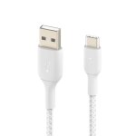 C�ble usb vers usb - c mfi 18w nylon tress� 1m charge et synchro belkin blanc