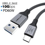 Cble usb3. 2 usb3. 1 gen2 10gbps usb - a vers usb type c cble 3a 60w charge rapide 10g cordon de transfert ...
