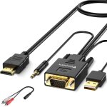 Cble vga vers hdmi 3m(ancien pc de style a nouvelle tv / moniteur avec hdmi), vga vers hdmi cordon convertiss ...