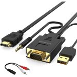 Câble vga vers hdmi, adaptateur vga vers hdmi ancien pc de style a nouvelle tv / moniteur avec hdmi, ... Câble vga vers hdmi, adaptateur vga vers hdmi ancien pc de style a nouvelle tv / moniteur avec hdmi, ...