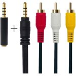 C�ble vid�o cam�ra 3, 5 mm vers rca av, c�ble m�le 3, 5 mm vers fiche m�le 3rca pour c�ble audio st�r�o ...