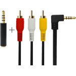 C�ble vid�o cam�ra 3, 5 mm vers rca av, c�ble m�le 3, 5 mm vers fiche m�le 3rca pour c�ble audio st�r�o ...