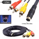 Câble vidéo composite mini din s video 4 broches mâle vers mâle 3 rca rvb, 1. 5m, 5 pieds Câble vidéo composite mini din s video 4 broches mâle vers mâle 3 rca rvb, 1. 5m, 5 pieds