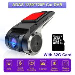 Camra dvr de voiture usb 1080p adas hd pour lecteur android, camra de tableau de bord, navigation, ...
