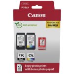 Canon pg - 575 / cl - 576 photo paper value pack - pack de 2 - noir, couleur (cyan, magenta, jaune) - ...