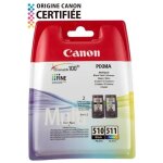 Canon pg - 510 / cl - 511 multipack - pack de 2 cartouches d'encre originales - noir, 3 couleurs (cyan, ...