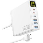 Caricatore usb c, 160w gan 6 - port chargeur rapide avec led display, chargeur secteur multiple avec ...