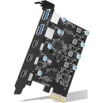 Carte d'extension pcie x1 vers usb 3. 0 5 ports (3 x type c, 2 x type a) carte 3. 1 gen1 pci express(pcie) ...