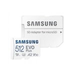 Carte mémoire micro sd avec adaptateur samsung mb - mc512kaeu 512 gb uhs - i 130 mb / s Carte mémoire micro sd avec adaptateur samsung mb - mc512kaeu 512 gb uhs - i 130 mb / s