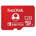 Carte m�moire micro sd sandisk 128 go rouge pour nintendo switch - uhs - i u3 - microsdxc