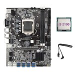 Carte mre b75 eth mining, adaptateur usb 8xpcie + processeur i3 2100 + cble sata lga1155 msata ddr3 ...
