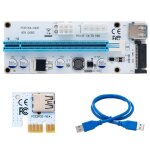 Carte pci express riser 3 en 1 molex 4pin sata 6pin pcie pci e 1x � 16x, c�ble usb 3. 0 pour minage btc, ...