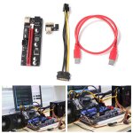 Carte pci express riser, c�ble adaptateur pcie 1x � 16x sata 15 broches � 6 broches, prolongateur de ...