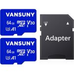 Carte sd 64go, lot de 2 micro sd + adaptateur, vitesse de lecture jusqu'a 90 mo / s (a1, u1, c10, v10)[lot6240 ...