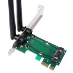 Carte wifi sans fil mini pci - e express vers pci - e adaptateur 2 antennes externe pc Carte wifi sans fil mini pci - e express vers pci - e adaptateur 2 antennes externe pc