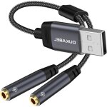 Carte son externe usb 0, 3 m usb vers 2 prises trrs 3, 5 mm (audio + micro) - cble adaptateur audio ...