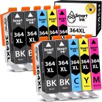 Cartouche d'encre compatible pour hp 364 xl 364xl high yield 10 pack (4 noir & cyan magenta jaune) pour ...