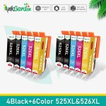 Cartouches d'encre pgi525 cli526 pgi 525 cli 526, pour imprimante canon pixma ip4850 ix6550 mg5150 mg5250 ...