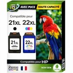 Cartouches compatibles pour hp 21xl noir + 22xl couleur avec puce