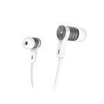 Casque  intense , intra - auriculaire, microphone, c�ble plat, blanc