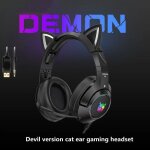 Casques de jeu avec cble usb 3. 5mm, oreillettes de chat noires, son surround et microphone hd pour ...