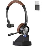 Casque sans fil avec microphone antibruit, casque bluetooth mono avec station de charge, casque sans ...