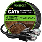 Cat 6 ethernet cable outdoor 20meter, waterproof jacket lldpe uv for direct burial - 24awg rj45 cable ...