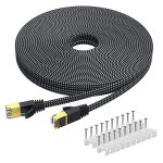 Cat 7 ethernet cable 15m, high speed gigabit ethernet cat7 network cable 10gbp / 600mhz, flat braided ...