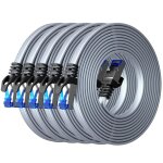 Cat 8 c�ble ethernet 1, 5m (5 pi�ces), c�ble r�seau lan gigabit rj45 plat haut d�bit, tress� cable internet ...