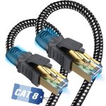 Cat 8 cble ethernet 4mrseau rj45 super dbit 40gbps 2000mhz nylon tress double blindage compatible ...