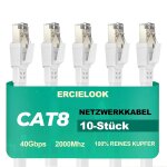 Cat 8 ethernet cable 0. 25m 10pcs - network cable 40gbps 2000mhz flat stp rj45 lan cable compatible with ...