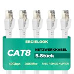 Cat 8 ethernet cable 0. 5m 5pcs - network cable 40gbps 2000mhz flat stp rj45 lan cable compatible with ...