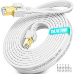 Cat 8 ethernet cable 10 m, high speed rj45 10 m flat shielded lan network cable, white, 40gbps 2000mhz ...