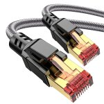 Cat 8 ethernet cable 15m, cat8 braided round high speed (40gbps 2000mhz / s) gigabit rj45 stp shielded ...