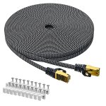 Cat 8 ethernet cable 15m, cat8 flat braided high speed (40gbps 2000mhz / s) gigabit rj45 stp shielded ...