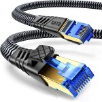 Cat 8 ethernet cable, 5 m cat 8 rj45 cable super speed network lan patch 40gbps 2000mhz flat nylon braided ...