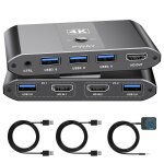 Cfry - 4k@60hz commutateur kvm switch hdmi 2 port, switch 2pc 1 monitor 2 usb pour 2 ordinateurs partageant ... Cfry - 4k@60hz commutateur kvm switch hdmi 2 port, switch 2pc 1 monitor 2 usb pour 2 ordinateurs partageant ...