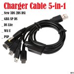 Chargeur de cable de charge usb 5 en 1 pour nintendo wii u 3ds ndsl xl dsi psp 1 pc