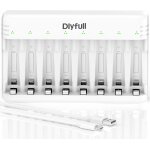 Chargeur de piles aaa aa 8 compartiments avec affichage led, 5 v / 2 a usb - c, chargeur de batterie ...